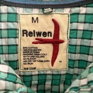 Relwen Green/White checkered button-down (M)